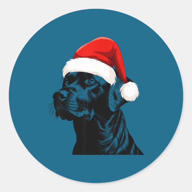 Adesivo Black Lab Labrador Santa Hat Christmas Holiday Pet (Frente)