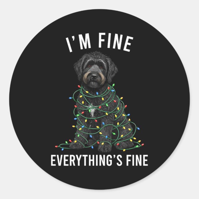 Adesivo Black Labradoodle Christmas I'm Fine Everything Is (Frente)