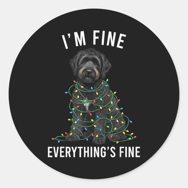 Adesivo Black Labradoodle Christmas I'm Fine Everything Is (Frente)