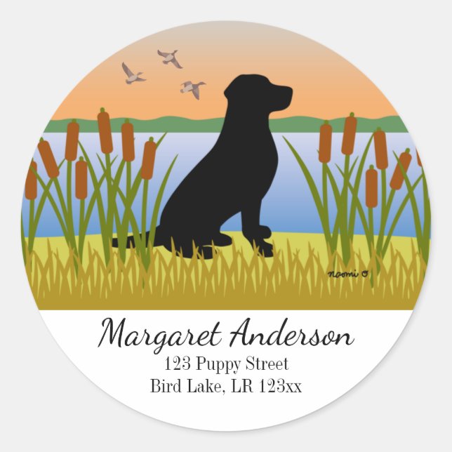 Adesivo Black Labrador Bird Dog Sunset Endereço (Frente)