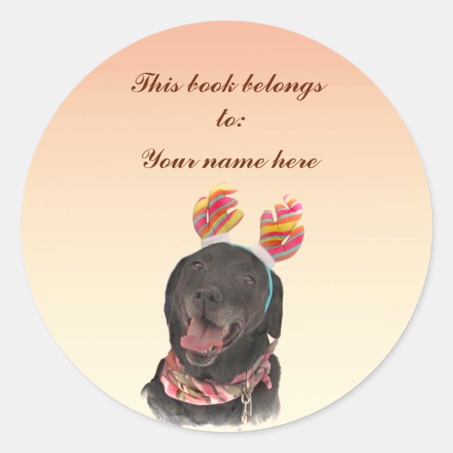 Adesivo Black Labrador Retriever Dog Bookplate (Frente)