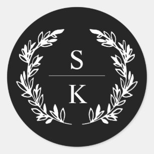 Adesivo Black Laurel Wreath Monogramas Casal