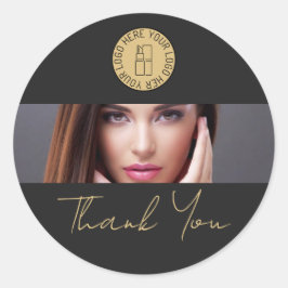 Adesivo Black Makeup Beauty Salon Business Logo Thank You