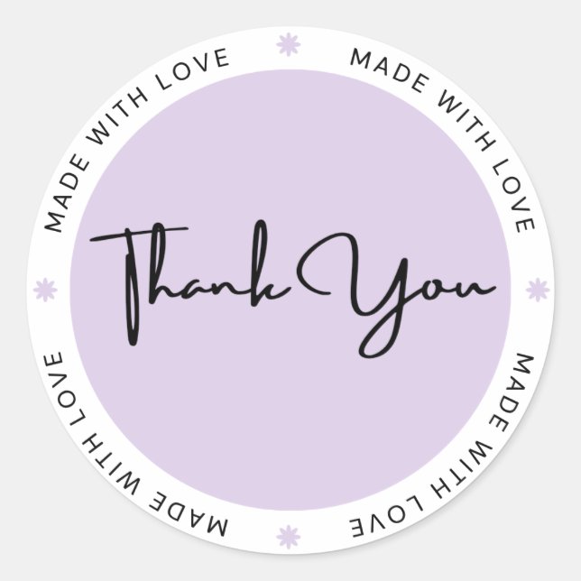 Adesivo Black Minimalist Thank You Round Sticker (Frente)