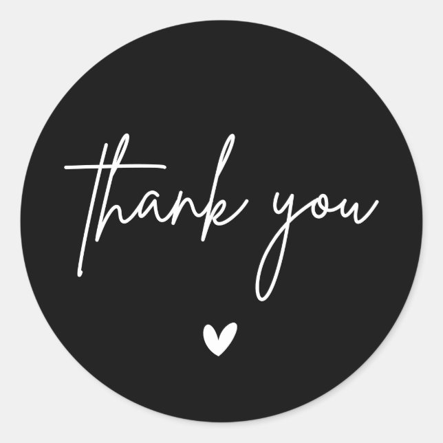 Adesivo Black Modern Obrigado Monograma De Coração De Casa (Frente)