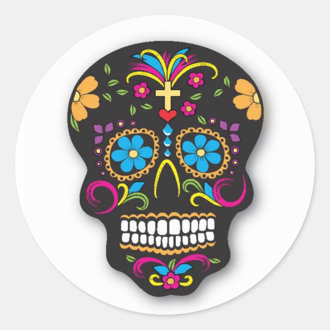 Adesivo Black Neon Mexicano Sugar Skull Day of the Dead (Frente)