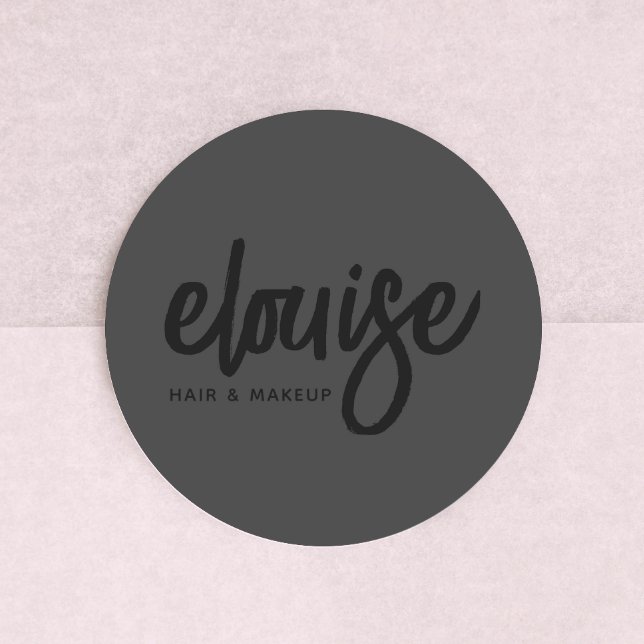 Adesivo Black on Black Modern Brusn Script Beauty Business (Criador carregado)