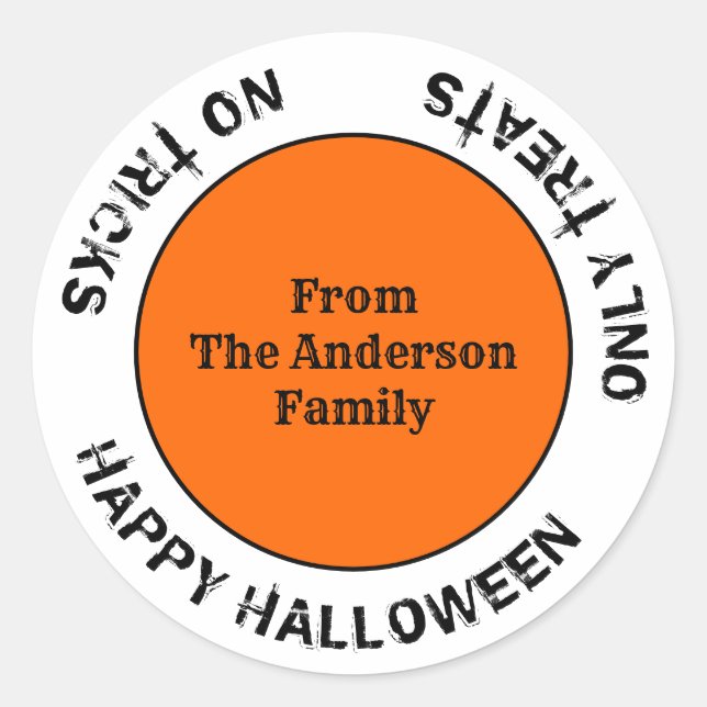 Adesivo Black & Orange Modern Family Name Happy Halloween (Frente)