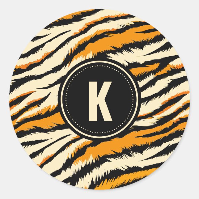 Adesivo Black Orange Tiger Stripes Pattern Monogram (Frente)