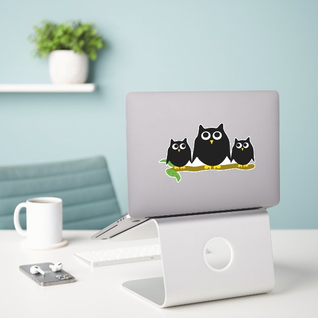 Adesivo Black Owls Design (Laptop na mesa)