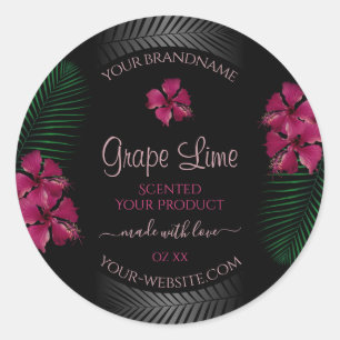 Adesivo Black Product Labels Wine Red Hawaiian Flowers