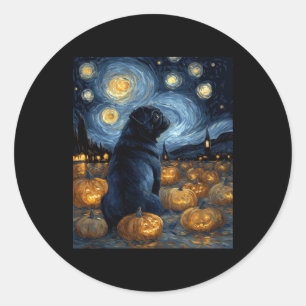 Adesivo Black Pug cão de van gogh estrelado à noite de hal