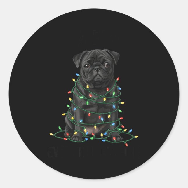 Adesivo Black Pug Christmas I'm Fine Everything Is Fine  (Frente)