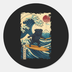 Adesivo Black Pug Japonês Kanagawa Surfing no Japão Mãe