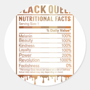 Adesivo Black Queen Nutrition Facts Black History Mês 20