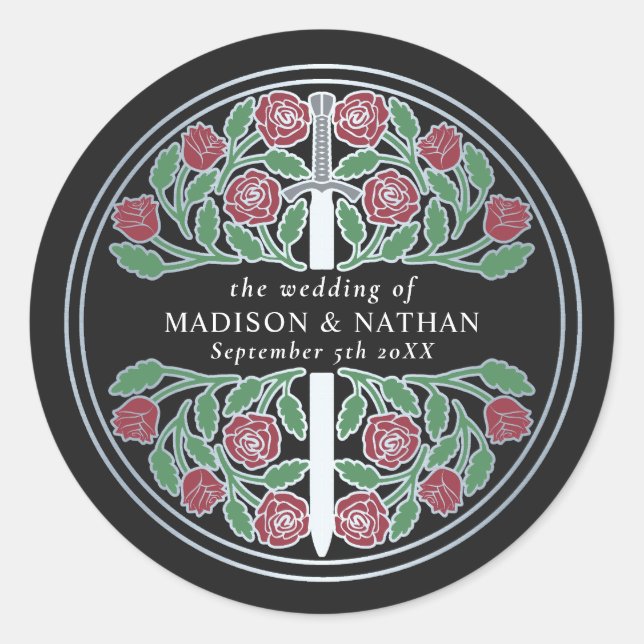 Adesivo Black Royal Medieval Silver Sword Wedding  (Frente)