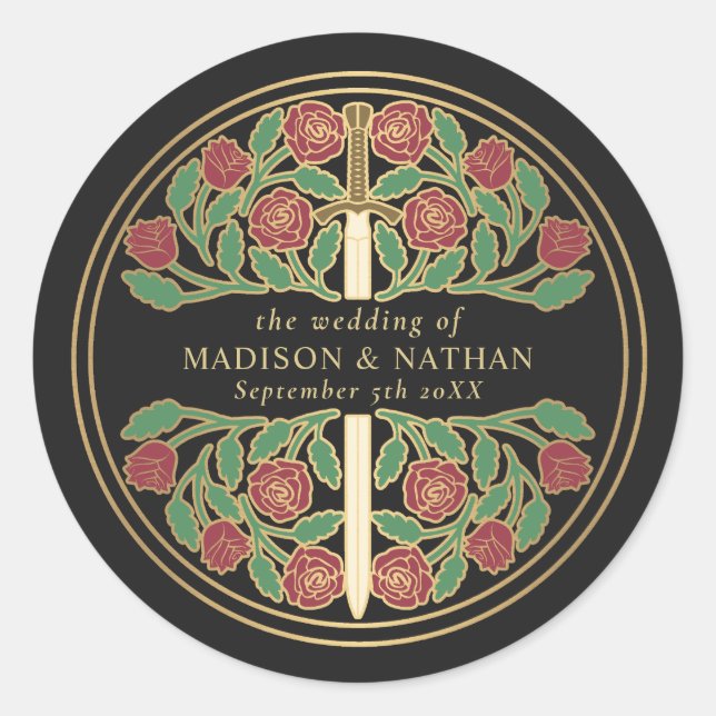 Adesivo Black Royal Medieval Sword Wedding  (Frente)