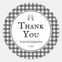 Adesivo Black Rustic Plaid Thank You Christmas Favor