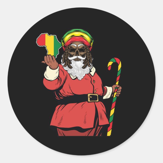 Adesivo Black Santa Claus Rasta Horrível Natal Rastafarian (Frente)