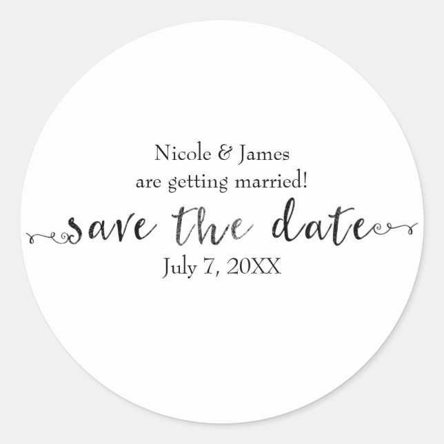 Adesivo Black Save the Date Script Personalizado (Frente)