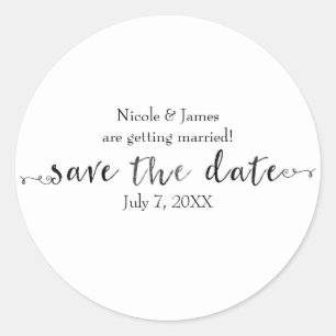 Adesivo Black Save the Date Script Personalizado