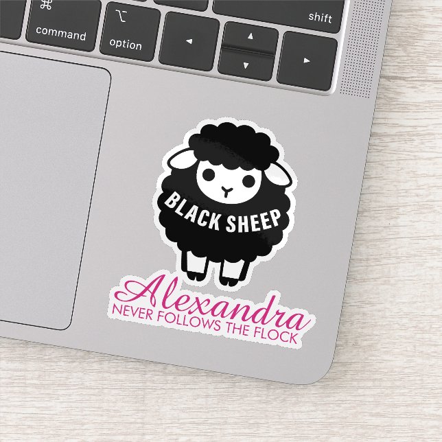 Adesivo Black Sheep Pink Never Follows Flock Funny (Detalhe)