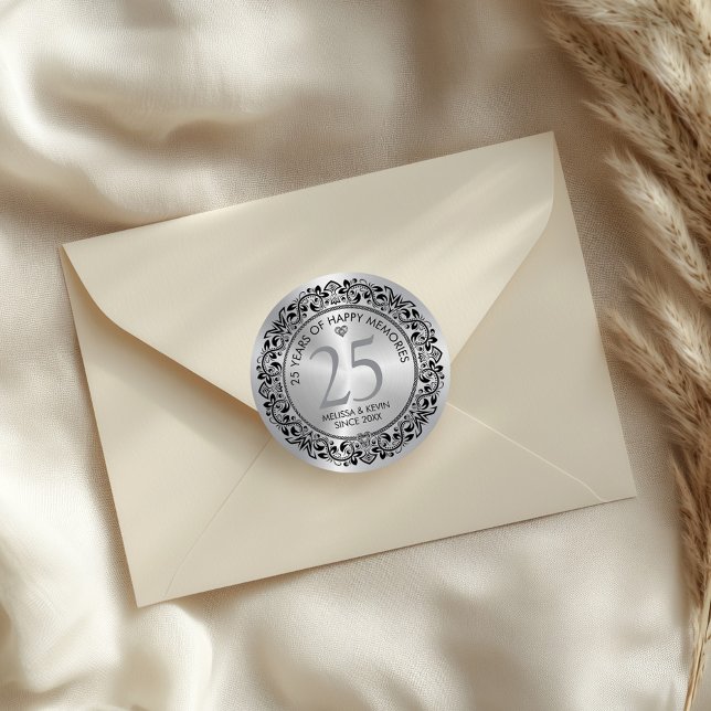 Adesivo Black Silver Floral Circle Silver Wedding (Criador carregado)