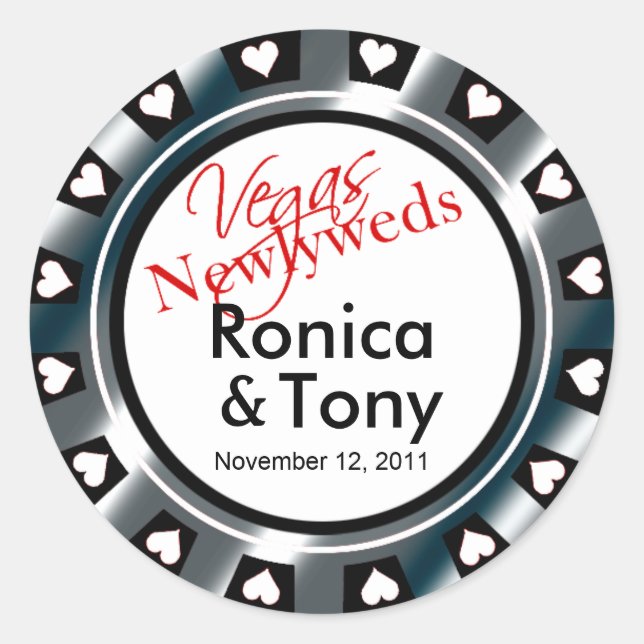 Adesivo Black & Silver Vegas Newlyweds Casino Chip (Frente)