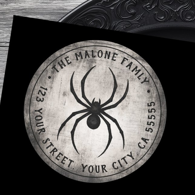 Adesivo Black spider Halloween return address label (Black spider Halloween return address label)