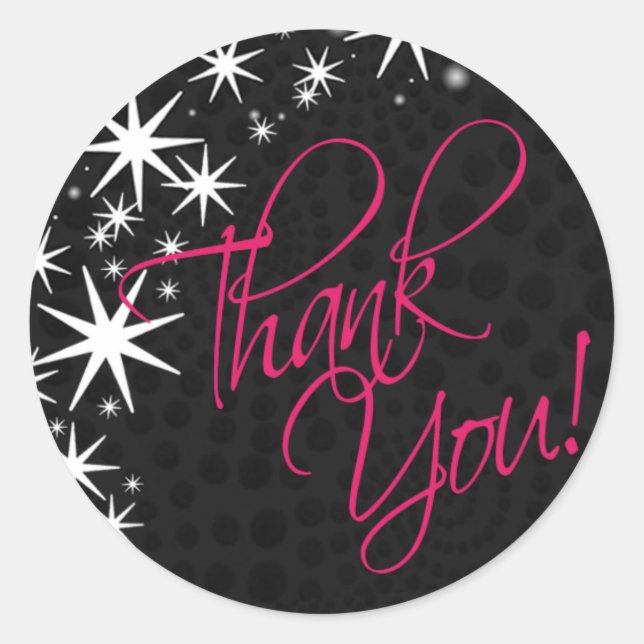 Adesivo Black Stars Quinceañera Obrigado (preto/fuschia) (Frente)