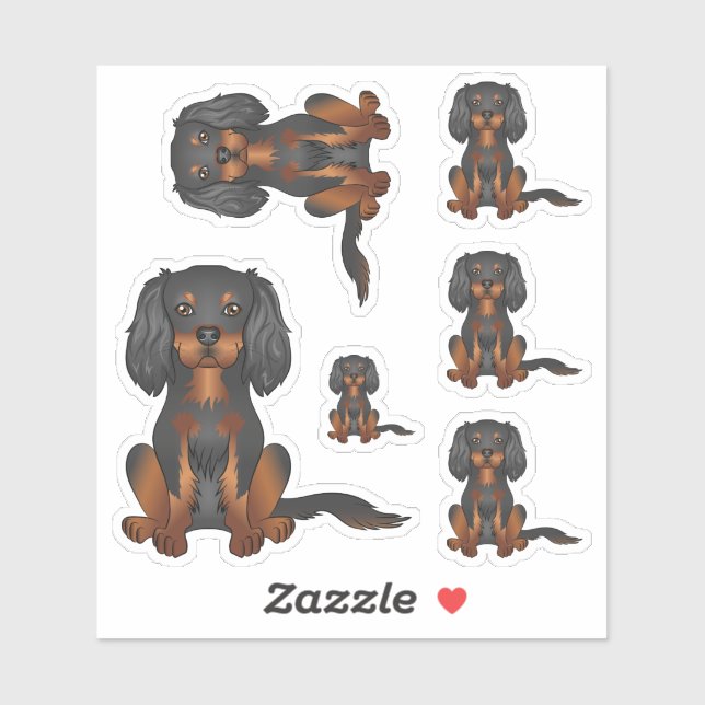 Adesivo Black & Tan Cavalier King Charles Spaniel Sentado (Folha)