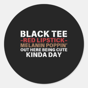 Adesivo Black Tee Red Lipstick Melanin Brown Skin Black Hi