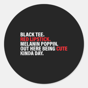 Adesivo Black Tee Red Lipstick Melanin Brown Skin Black Hi