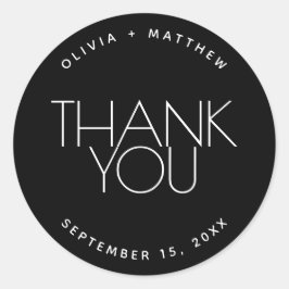 Adesivo Black Wedding Thank You | Modern Clean Minimalist