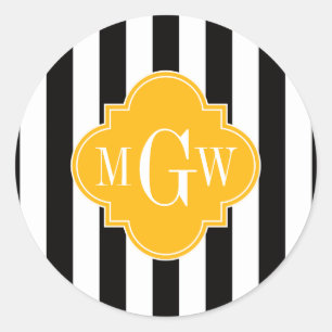 Adesivo Black What Stripe Goldenrod Quatrefoil 3 Monograma