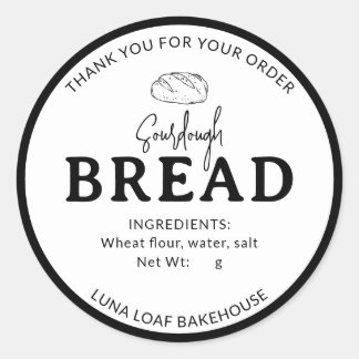Adesivo Black White Logo Bakery Sourdough Bread Sticker