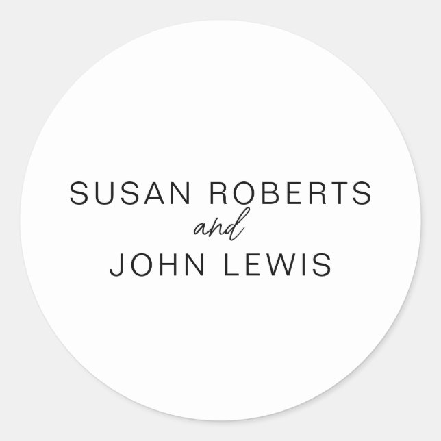 Adesivo Black & White Modern Wedding  Classic Round Sticke (Frente)