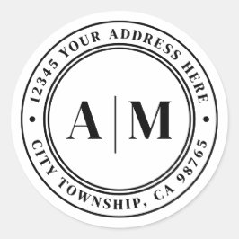 Adesivo Black White Monogram Return Address