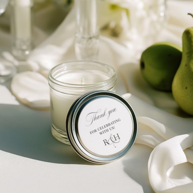 Adesivo Black & White Thank You Wedding Favor Sticker (Black & White Thank You Wedding Favor Sticker)