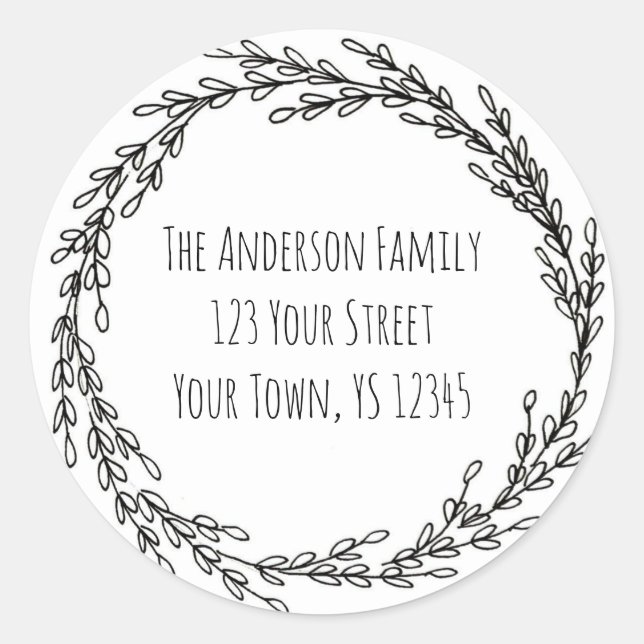 Adesivo Black White Wreath Floral (Frente)