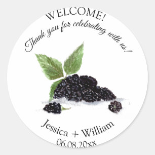 Adesivo Blackberry Berry Fruta Watercolor Casamento Modern
