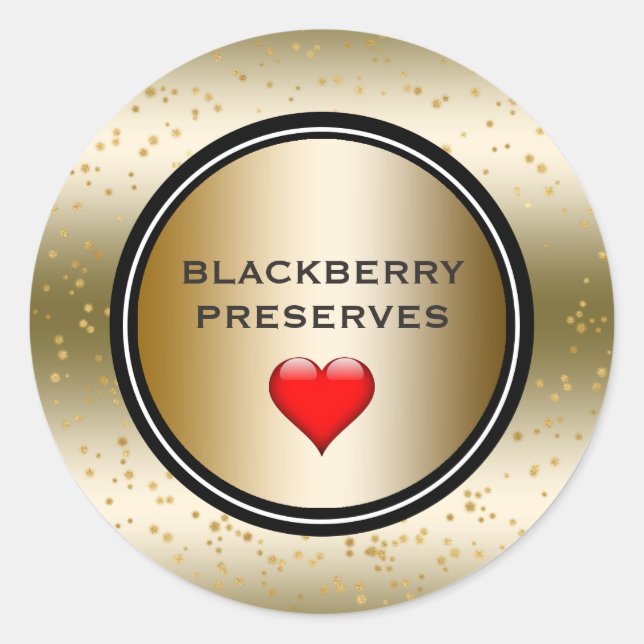 Adesivo Blackberry Preserve Jam Label Elegante Dourado (Frente)