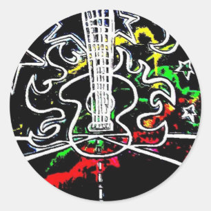 Adesivo Blacklight/guitarra flamejante respingo de néon n