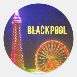Adesivo Blackpool Beach Lights at Night, Red, Dourado, Blu