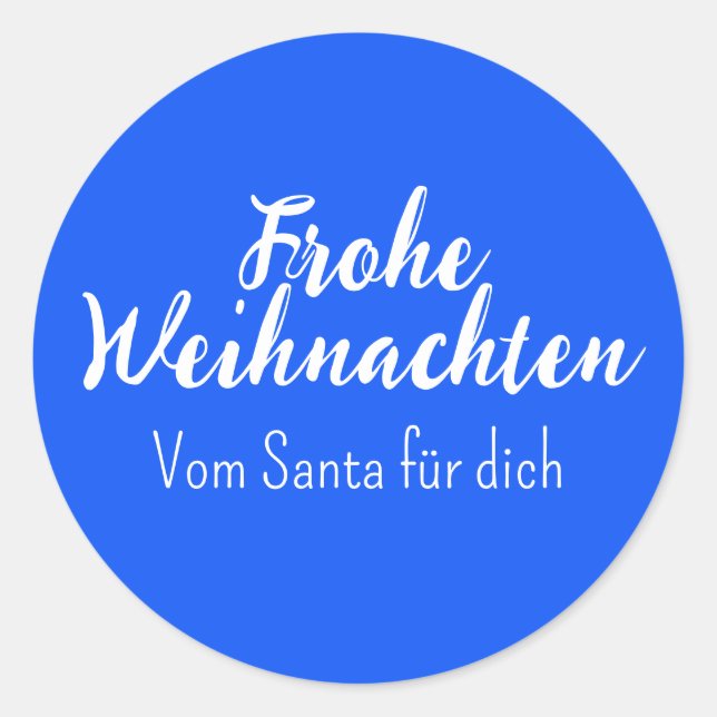Adesivo Blau Frohe Weihnachten Merry Christmas in German  (Frente)
