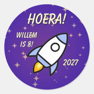 Adesivo Blauw en Paars Astronaut Foguete Aniversário Adesi