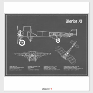 Adesivo Bleriot XI - Plano de desenho do avião PD