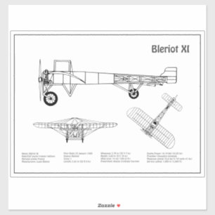 Adesivo Bleriot XI - Planos de desenho de projeto de avião