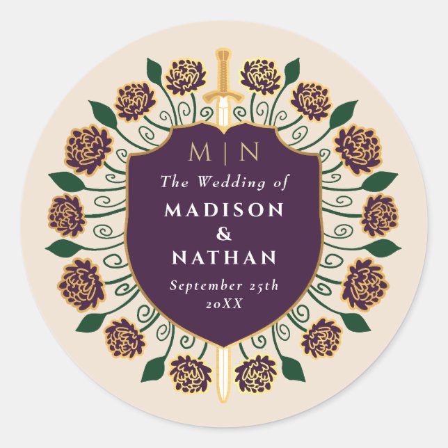 Adesivo Blindagem de espada Fantasia Casamento Monograma (Frente)