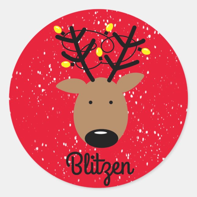 Adesivo Blitzen Reindeer Classic Round Sticker (Frente)
